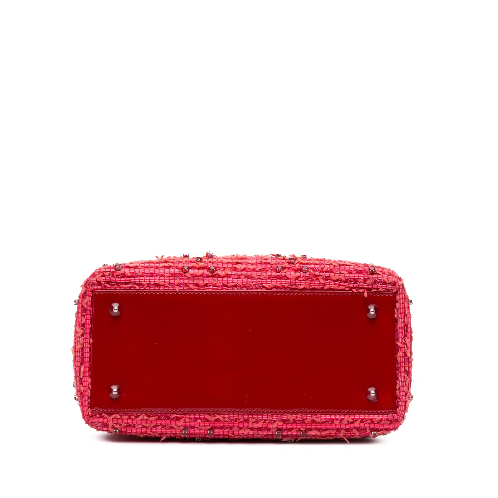 Dior Lady Dior Medium Red Fringe Rhinestone Tweed