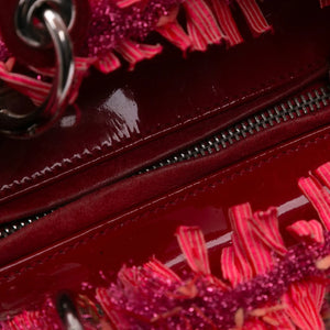Dior Lady Dior Medium Red Fringe Rhinestone Tweed