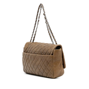 Chanel Classic Double Flap Jumbo Beige Caviar Argento