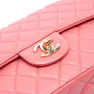 Chanel Classic Single Flap Heart Charms Medium Pink Lambskin Gold