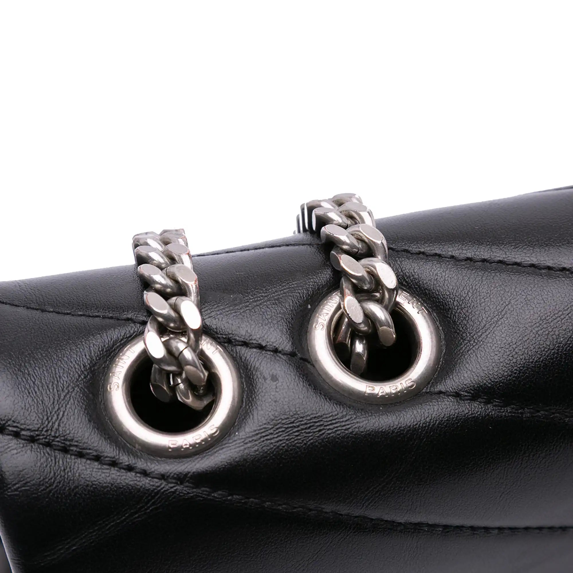 Yves Saint Laurent LouLou Medium Black Quilted Leather Silver