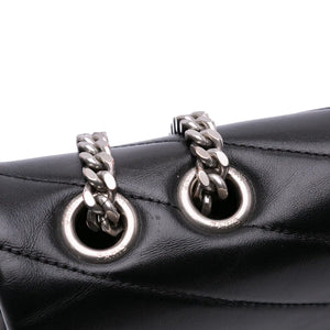 Yves Saint Laurent LouLou Medium Black Quilted Leather Silver