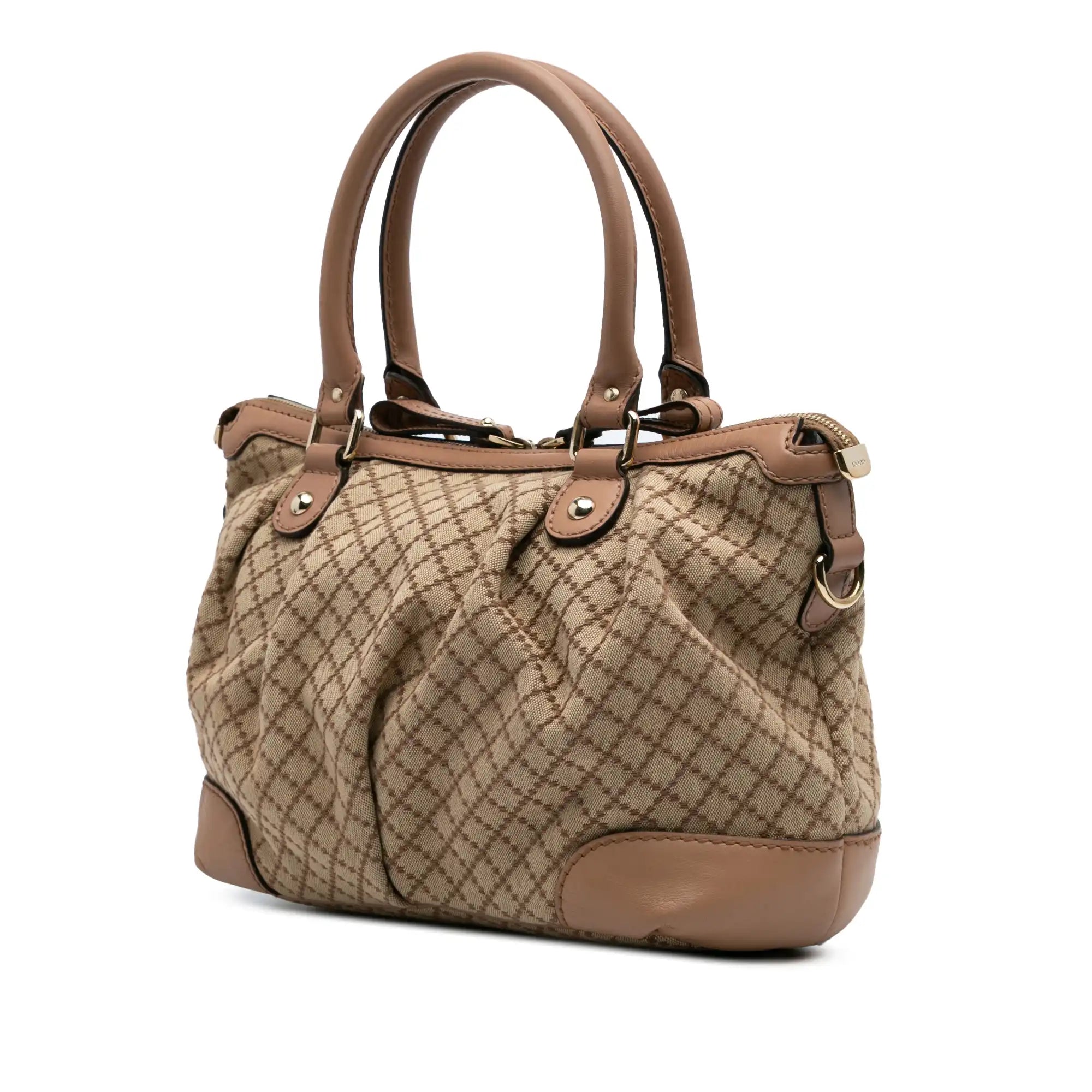 Gucci Sucey Handbag Brown Diamante Canvas