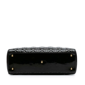 Dior Lady Dior Large Black Cannage Patent Leather Gold