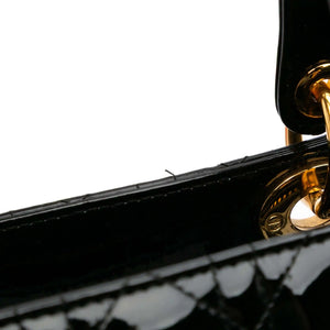 Dior Lady Dior Large Black Cannage Patent Leather Gold