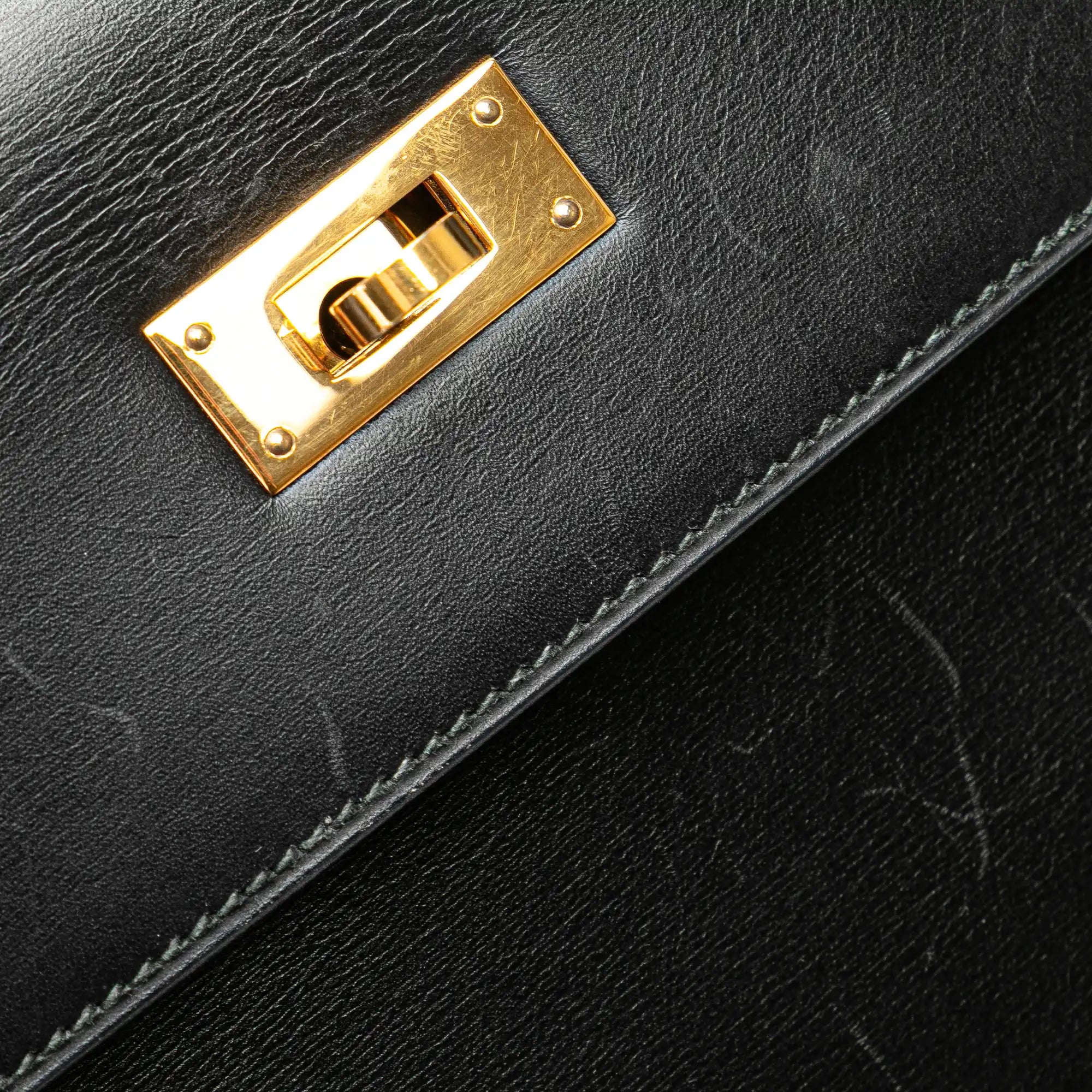 Hermès Kelly Sellier 32 Black Boxcalf Gold