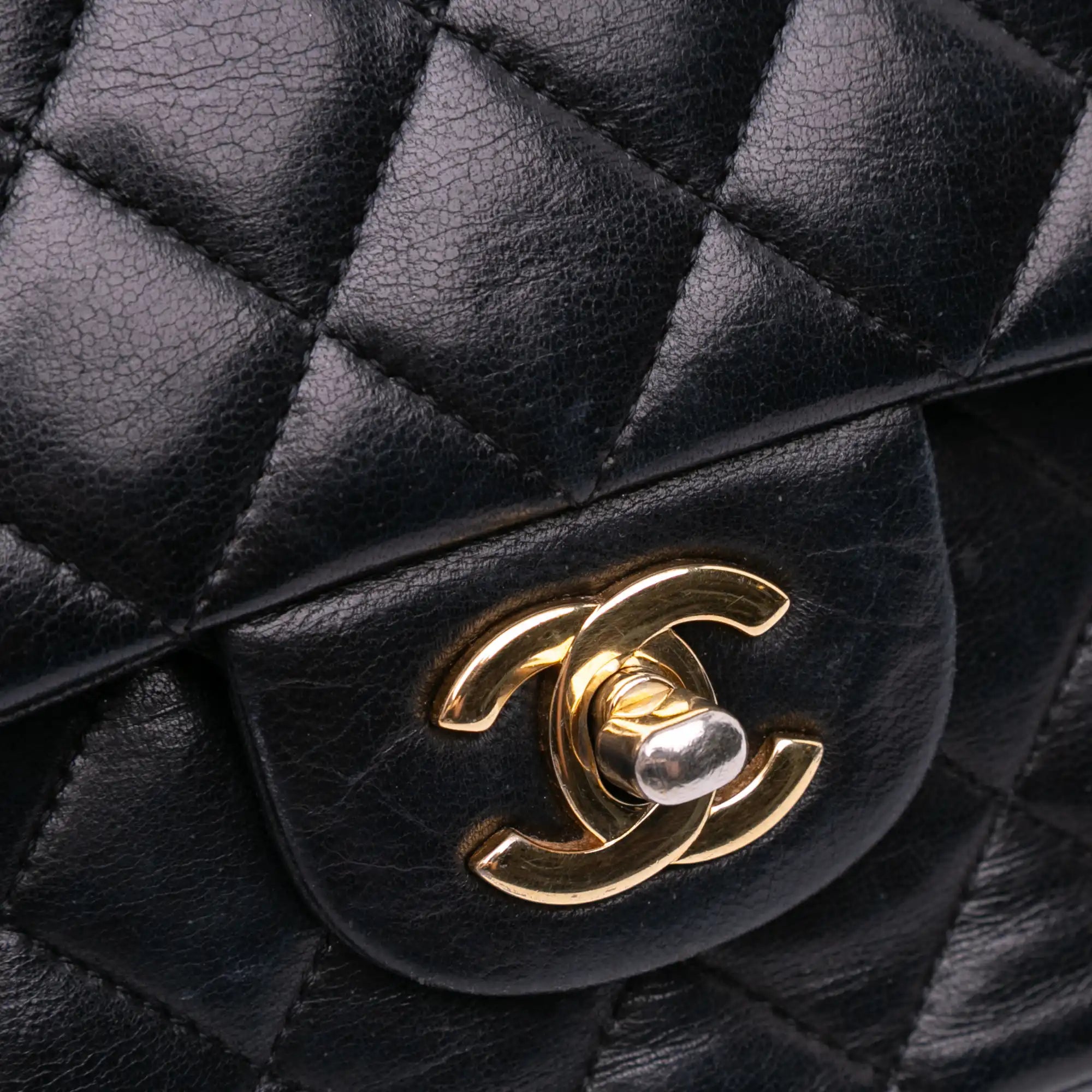 Chanel Classic Double Flap Medium Black Lambskin Gold