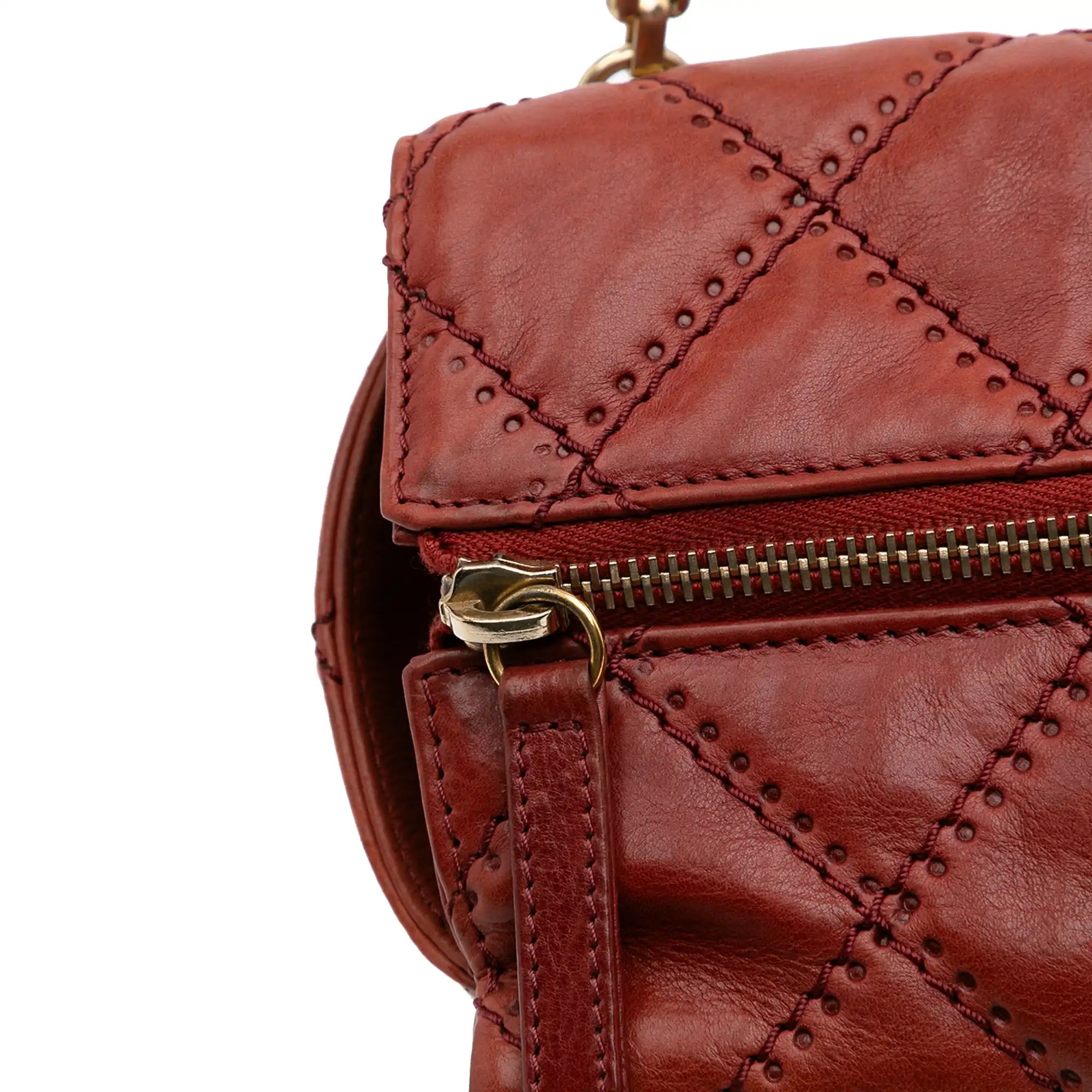 Chanel Ultimate Stitch Retro Chain Shoulder Flap Red Calfskin Gold
