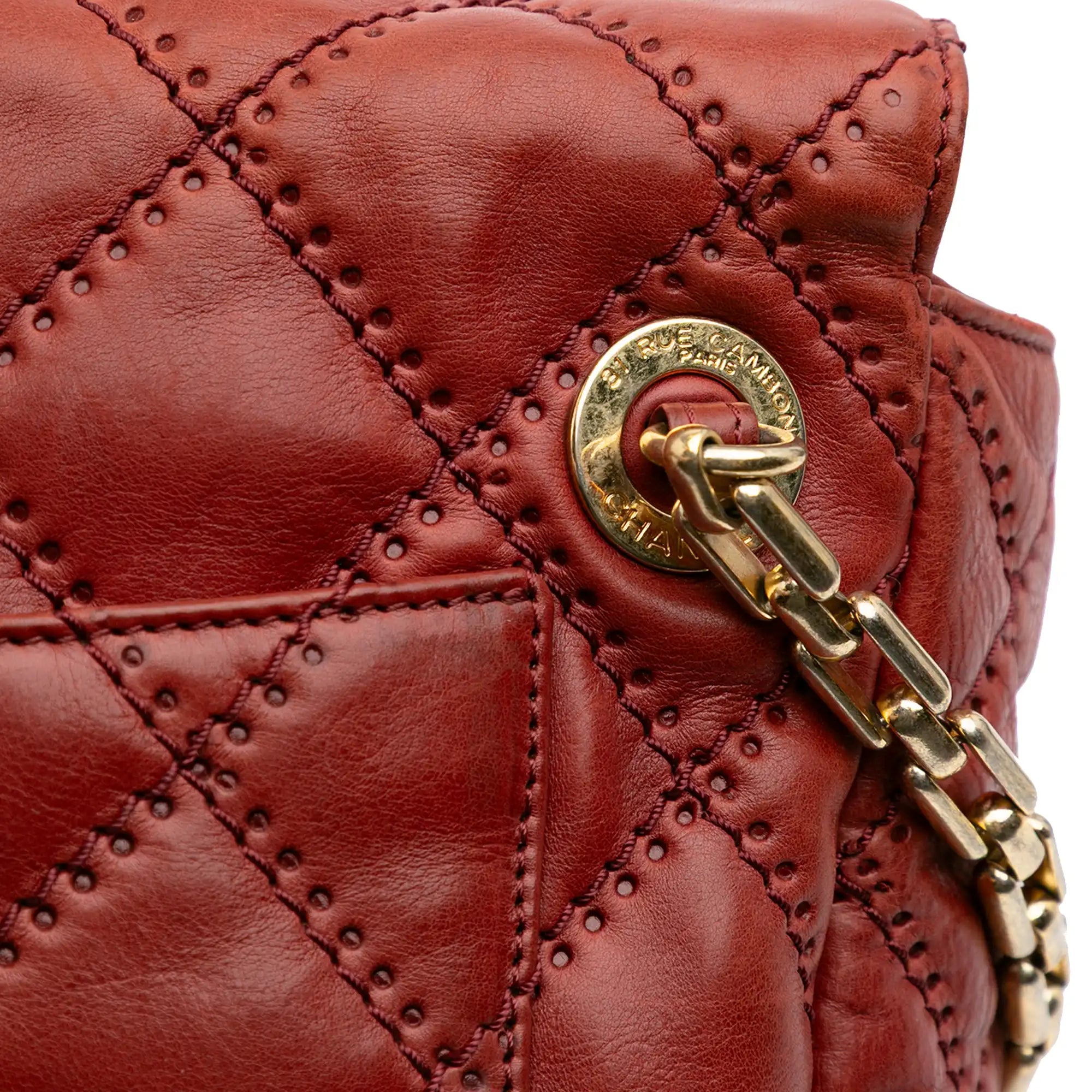 Chanel Ultimate Stitch Retro Chain Shoulder Flap Red Calfskin Gold