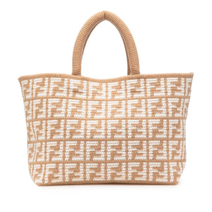 Fendi Shopper Tote Large Beige Zucca Cashmere