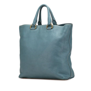 Prada Open Tote Bag Blue Vitello Daino