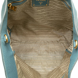 Prada Open Tote Bag Blue Vitello Daino