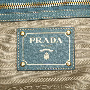 Prada Open Tote Bag Blue Vitello Daino