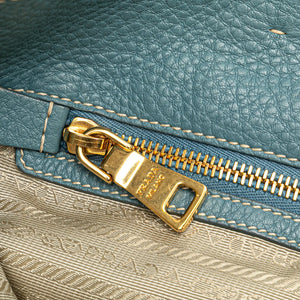 Prada Open Tote Bag Blue Vitello Daino