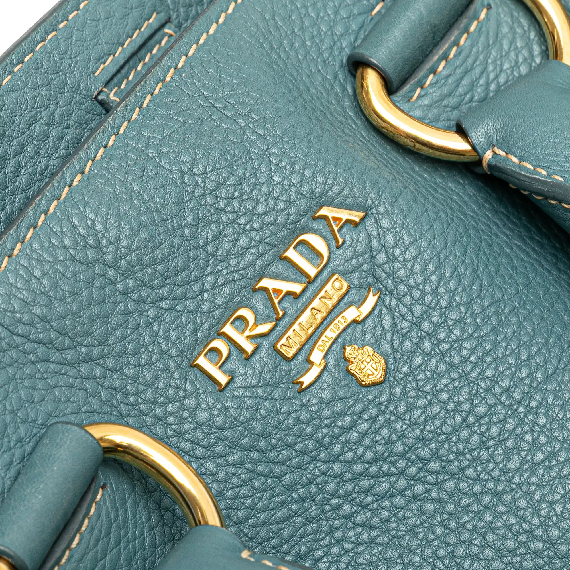 Prada Open Tote Bag Blue Vitello Daino