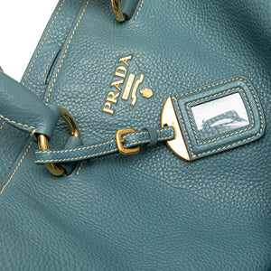 Prada Open Tote Bag Blue Vitello Daino