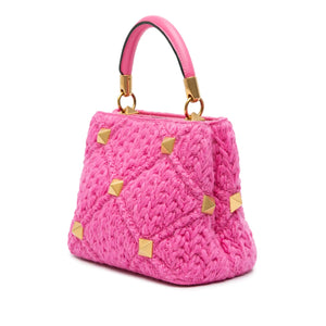 Valentino Roman The Handle Small Pink Studded Wool