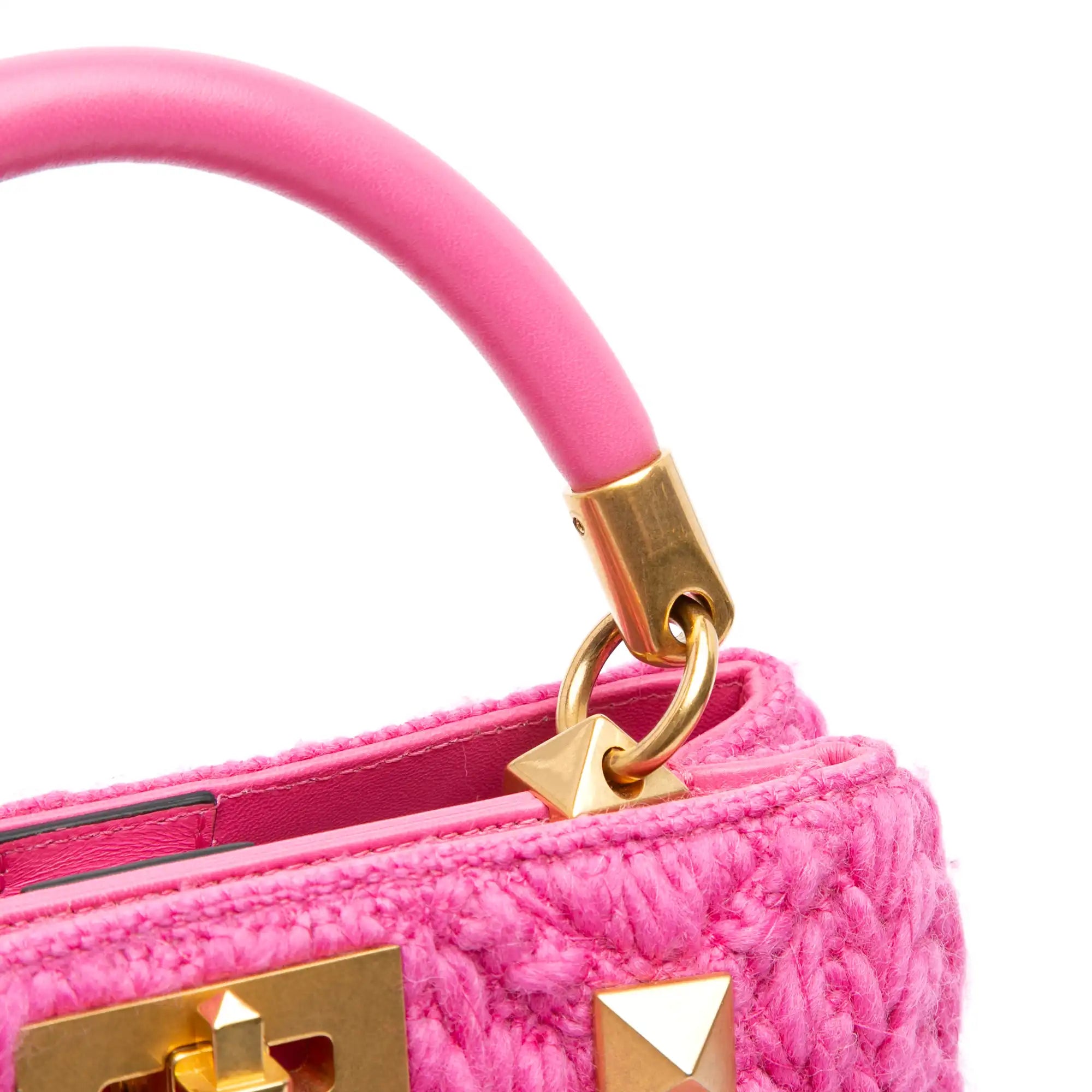Valentino Roman The Handle Small Pink Studded Wool