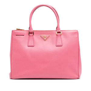 Prada Double Zip Galleria Medium Pink Saffiano