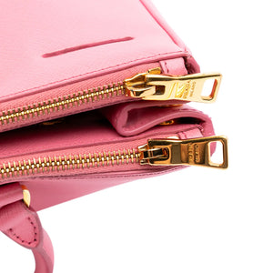 Prada Double Zip Galleria Medium Pink Saffiano
