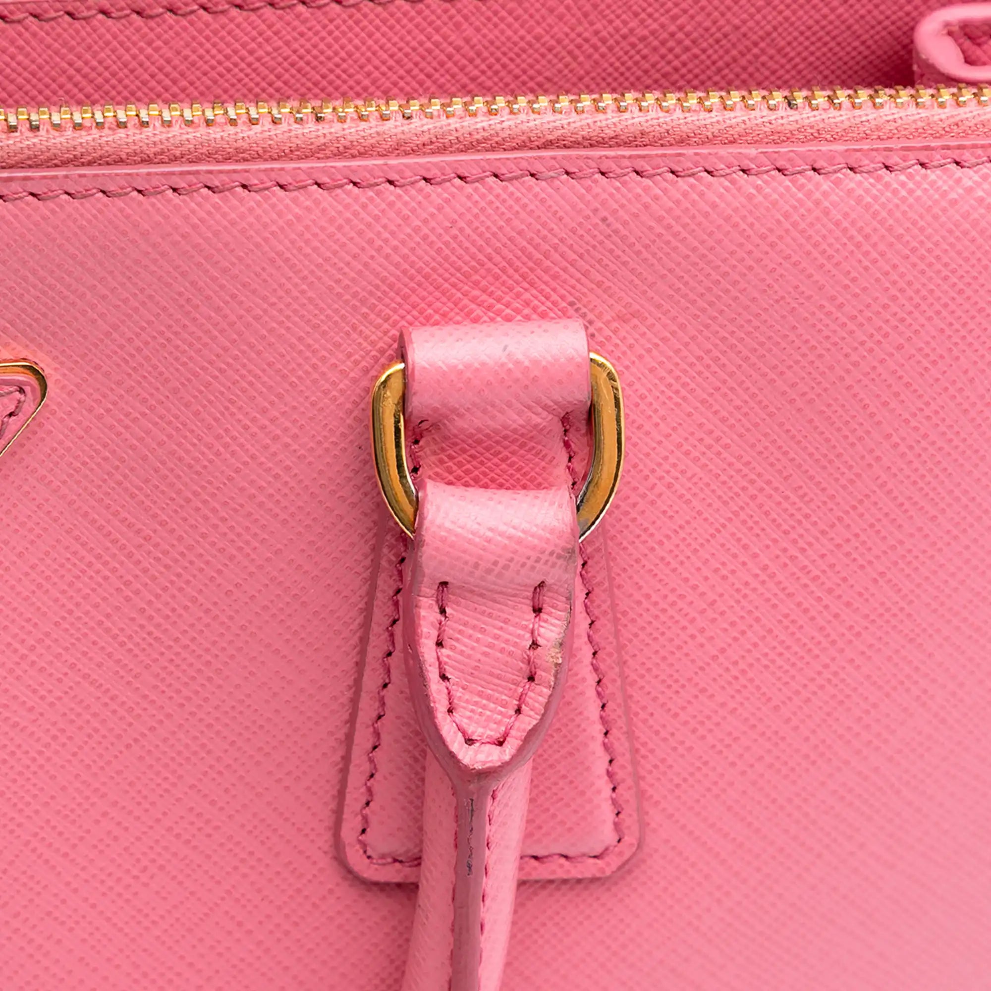Prada Double Zip Galleria Medium Pink Saffiano