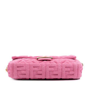 Fendi Baguette Pink Terry Cloth Embossed Zucca