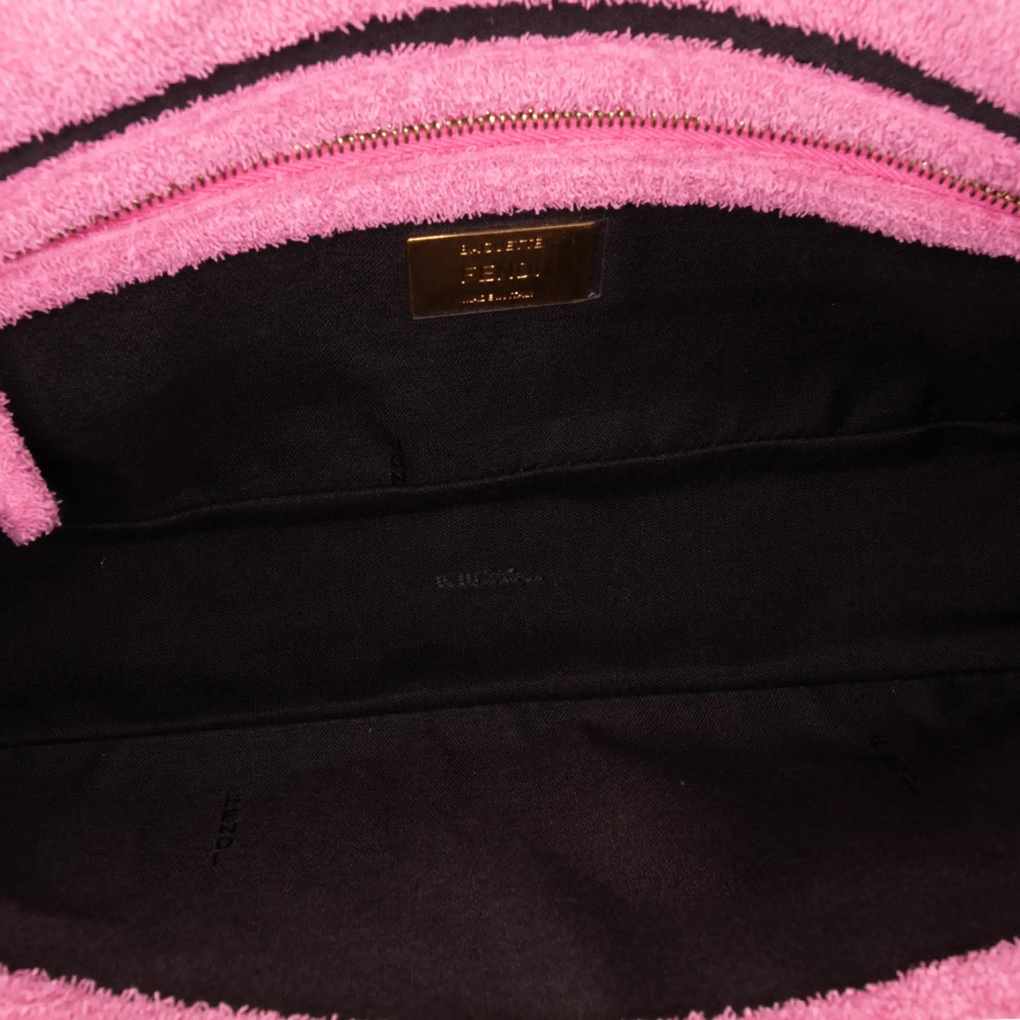 Fendi Baguette Pink Terry Cloth Embossed Zucca