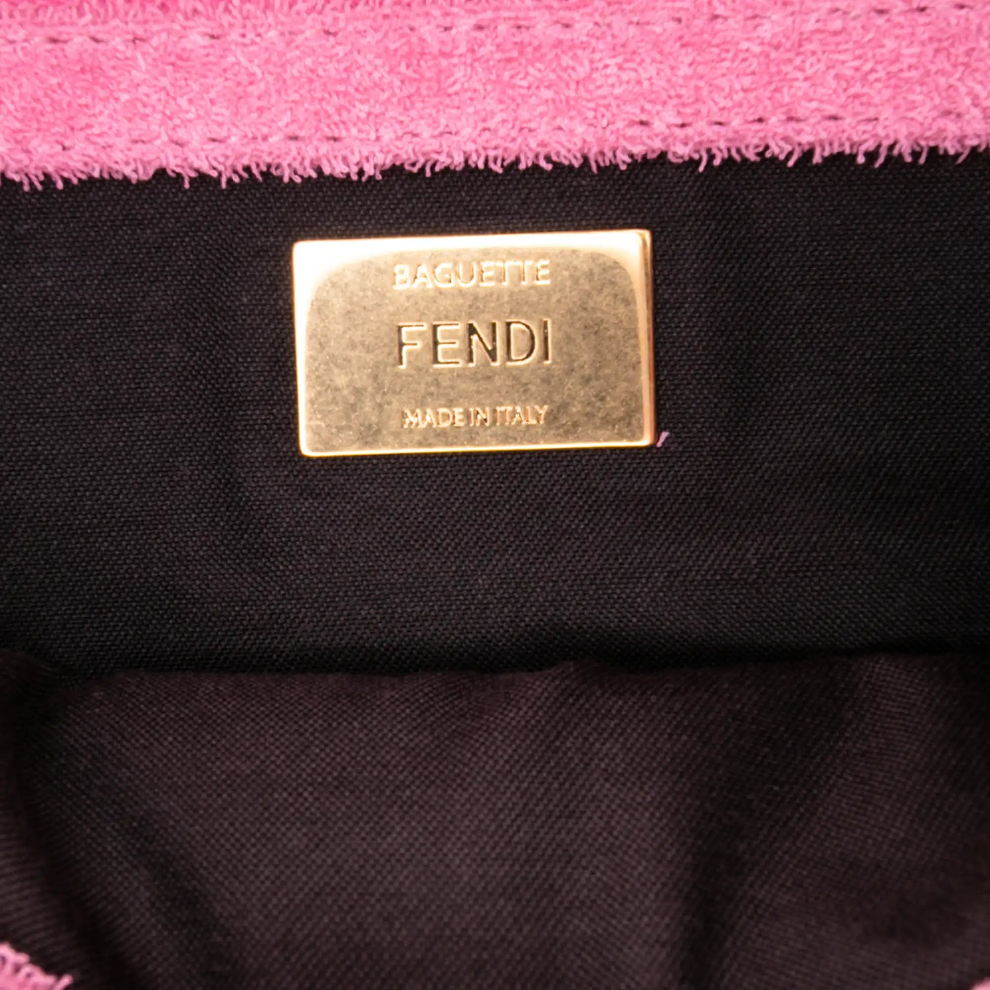 Fendi Baguette Pink Terry Cloth Embossed Zucca
