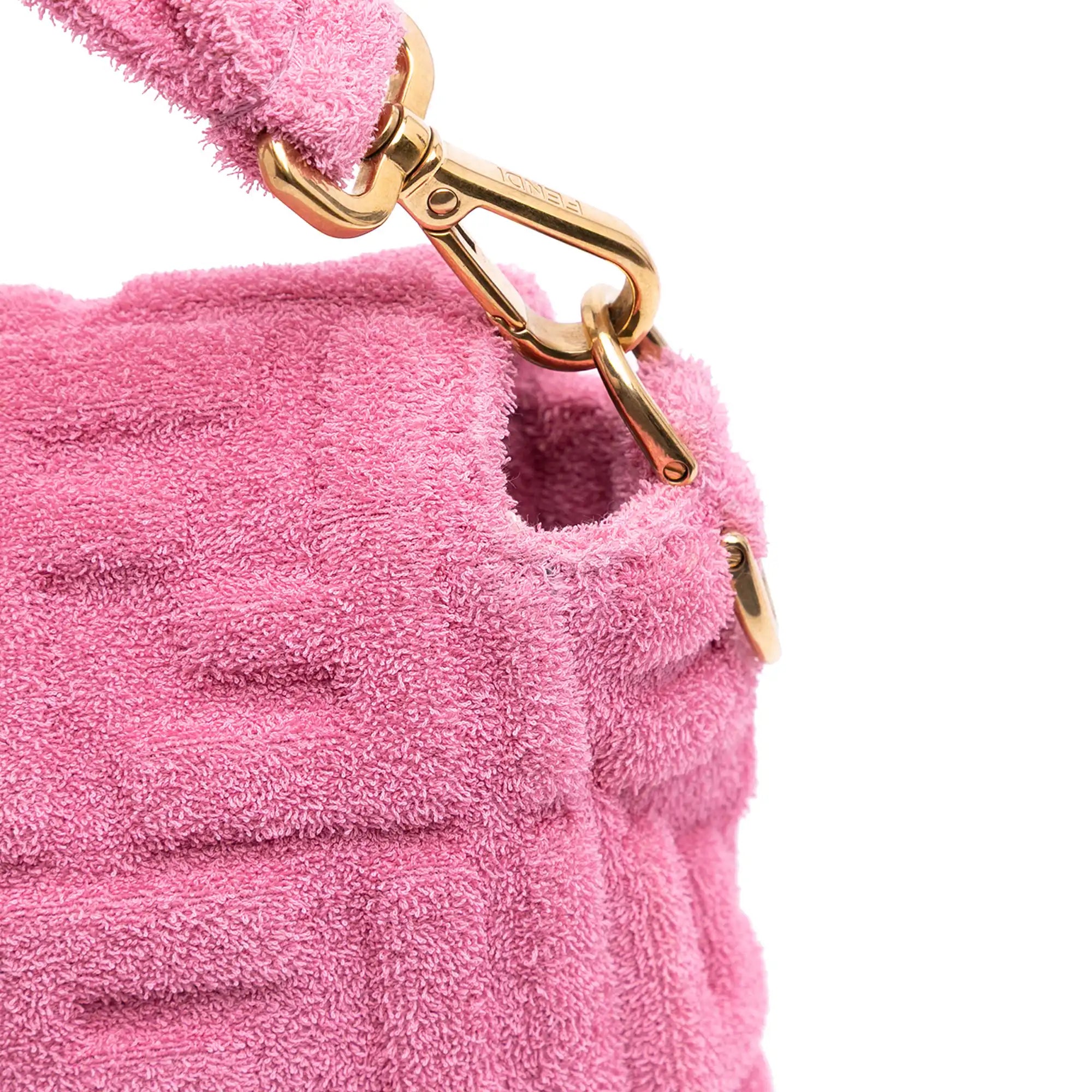 Fendi Baguette Pink Terry Cloth Embossed Zucca