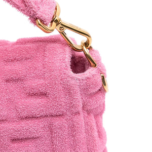Fendi Baguette Pink Terry Cloth Embossed Zucca