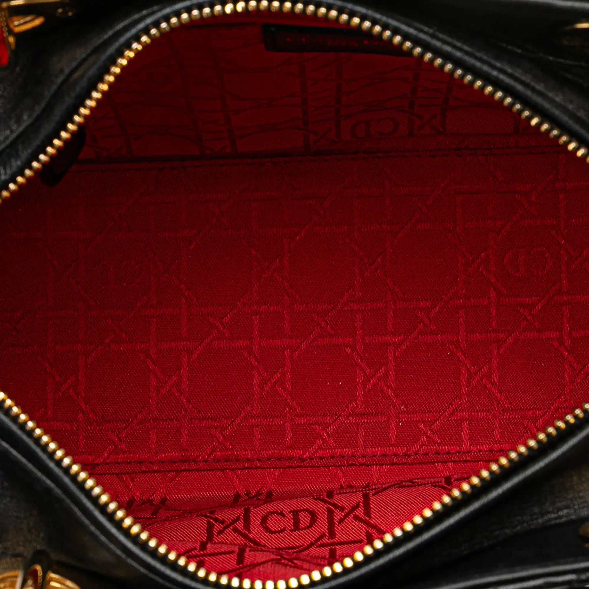 Dior Lady Dior Medium Black Lambskin Gold