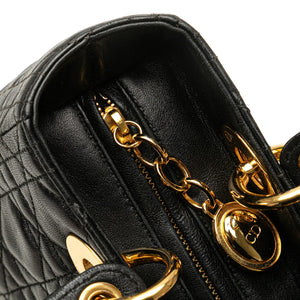 Dior Lady Dior Medium Black Lambskin Gold