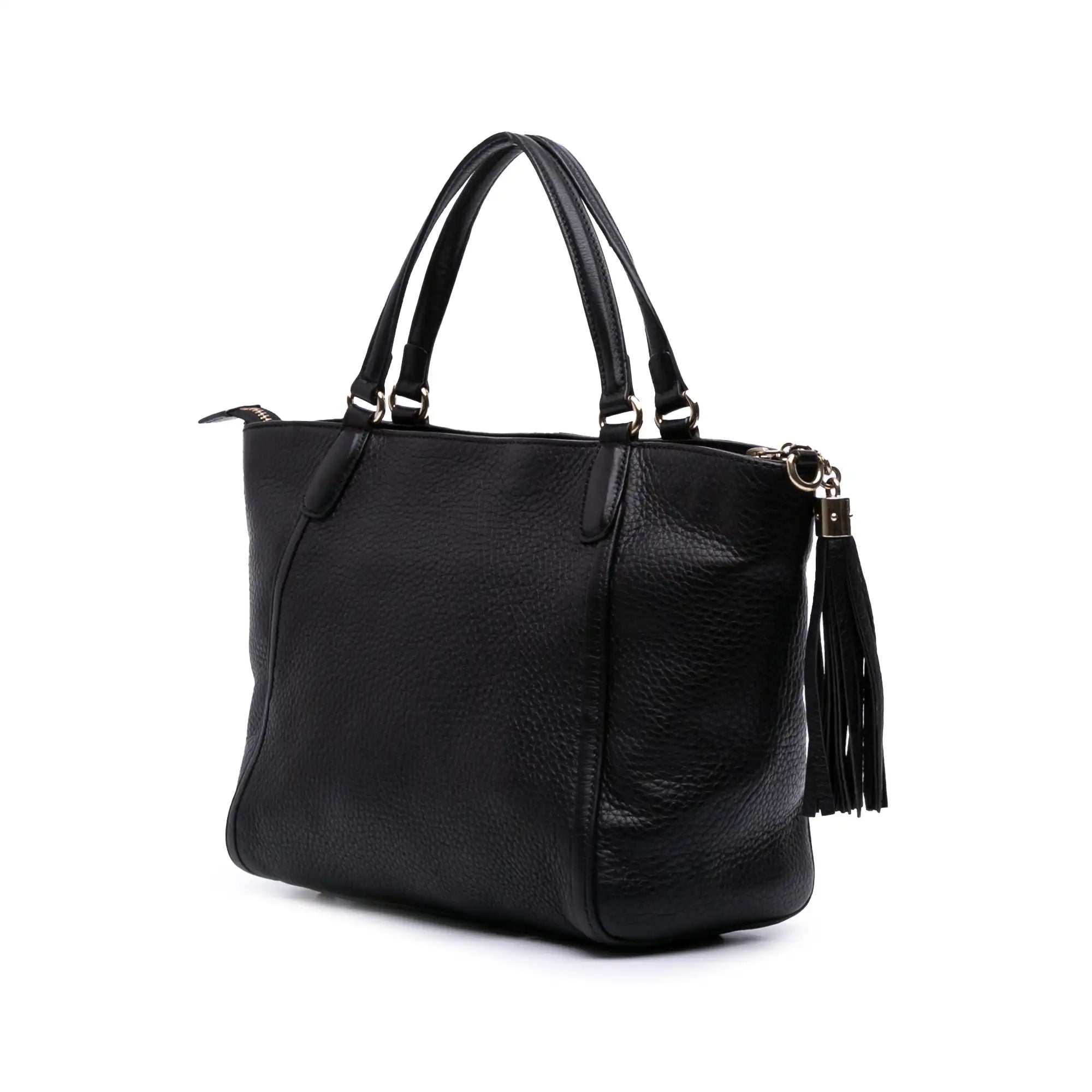 Gucci Soho Cellarius Tote Small Black Pebbled Leather