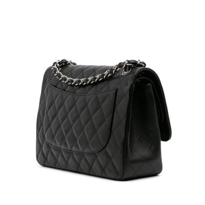 Chanel Classic Double Flap Jumbo Black Caviar Silver