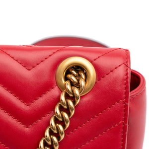 Gucci GG Marmont Medium Red Matelasse Leather