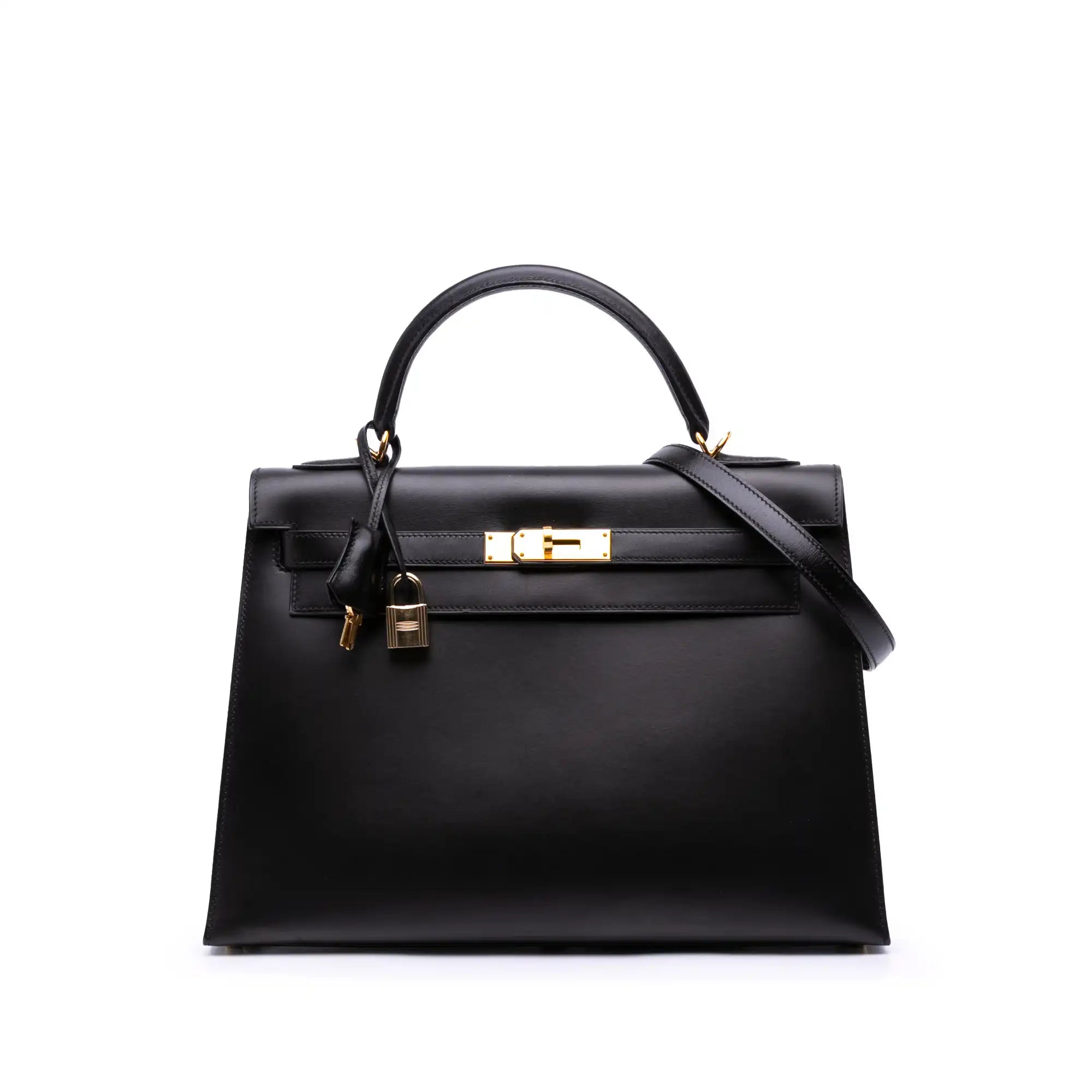 Hermès Kelly Sellier 32 Black Boxcalf Gold