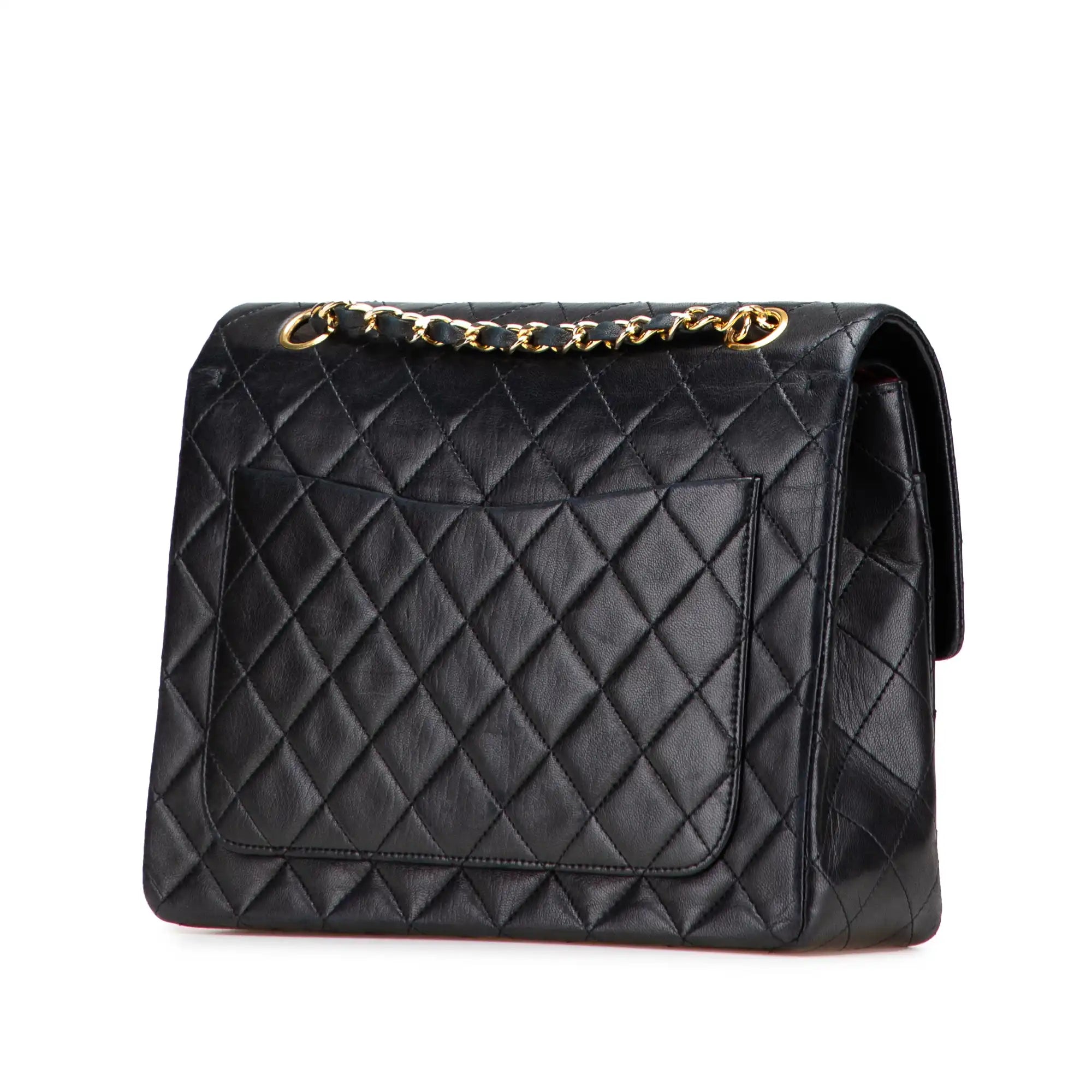 Chanel Classic Double Flap Medium Tall Black Lambskin Gold