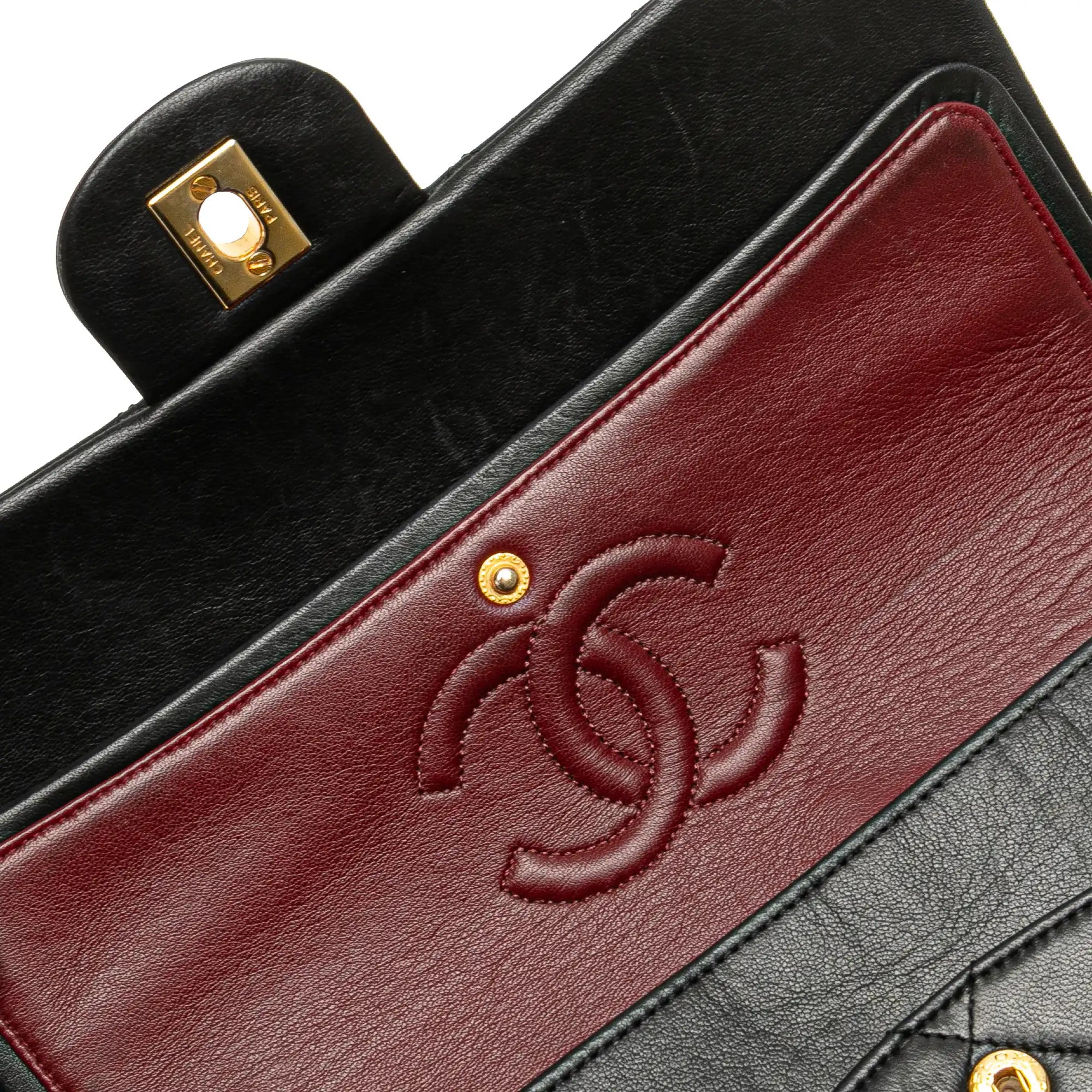 Chanel Classic Double Flap Medium Tall Black Lambskin Gold