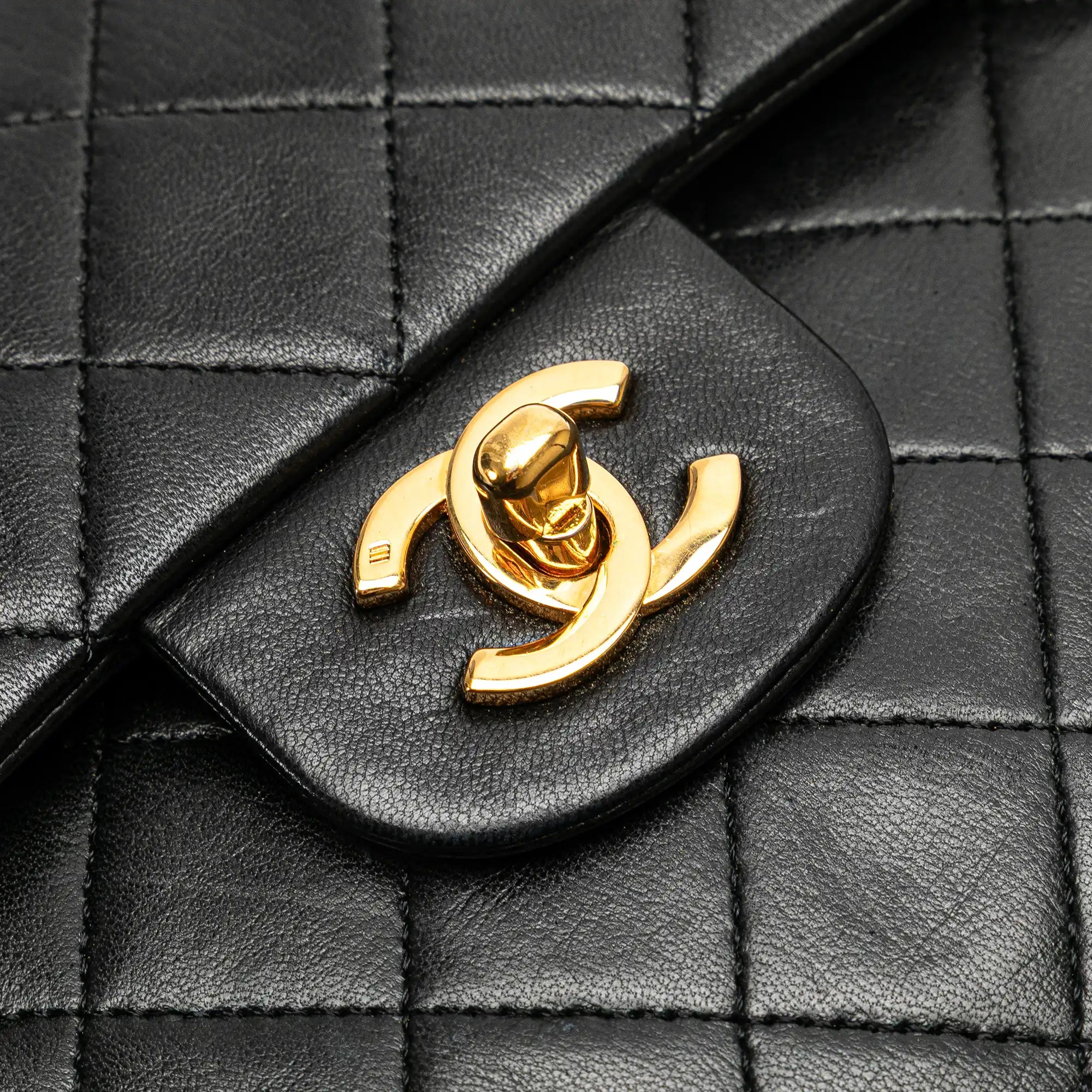 Chanel Classic Double Flap Medium Tall Black Lambskin Gold