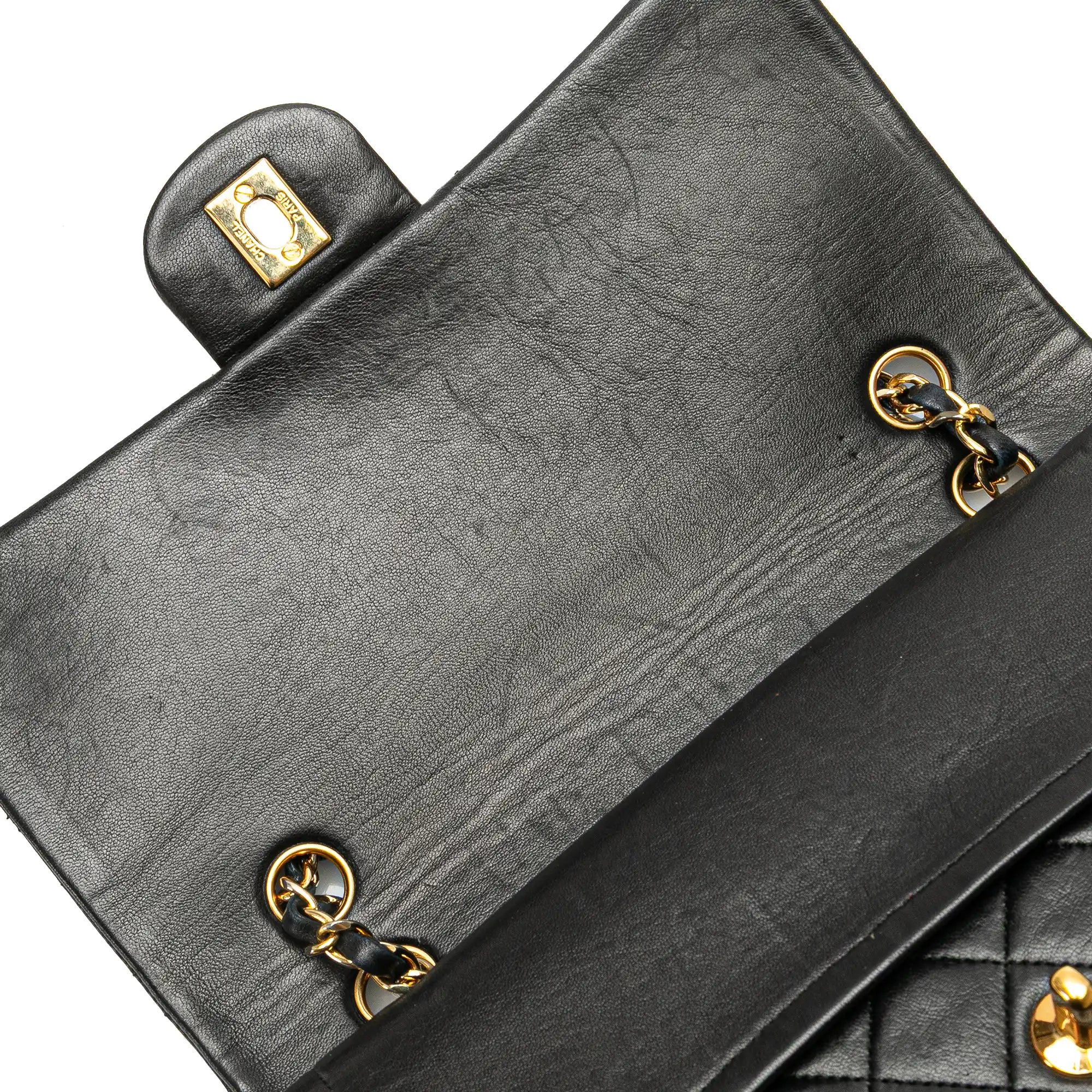 Chanel Classic Double Flap Medium Tall Black Lambskin Gold