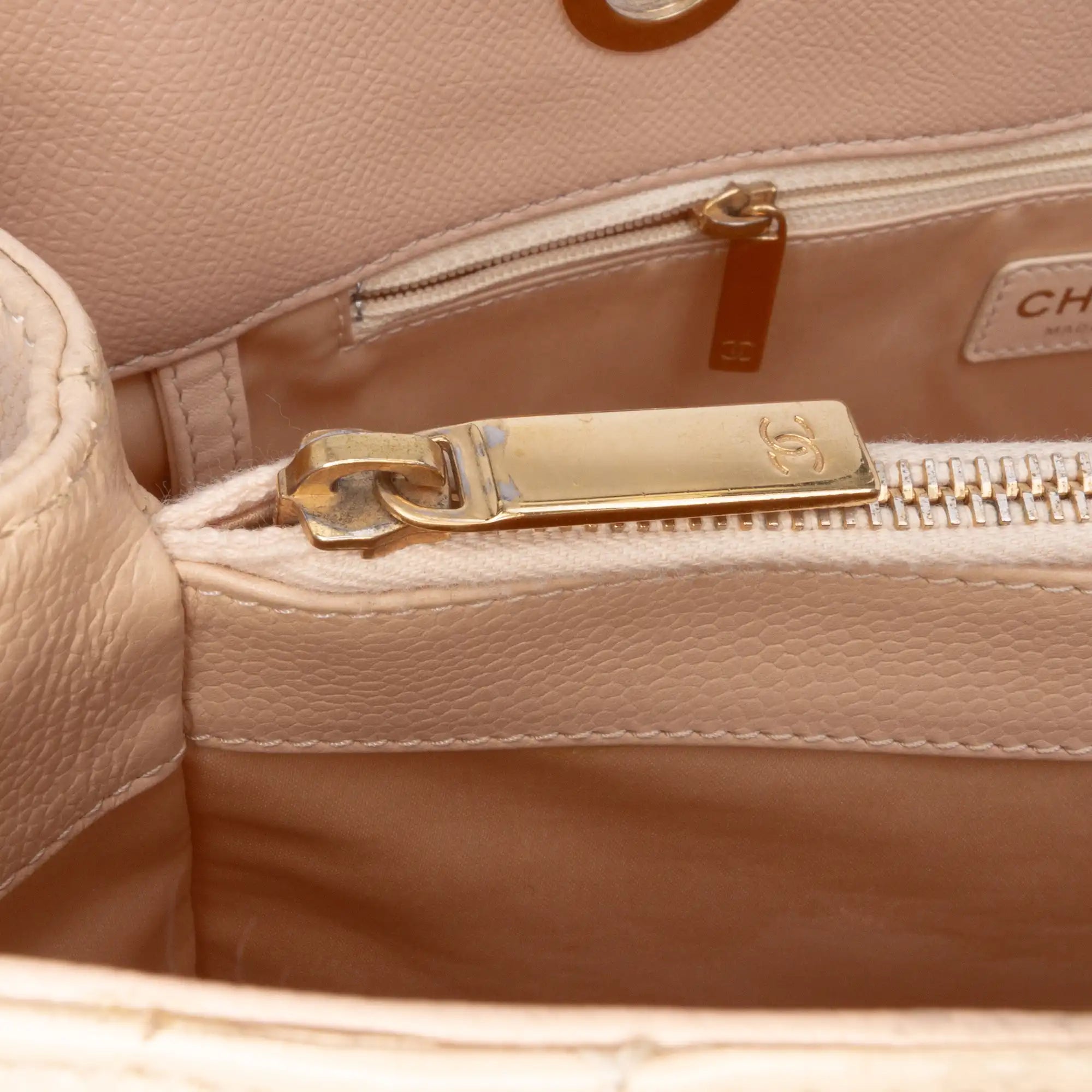 Chanel GST Beige Caviar Gold