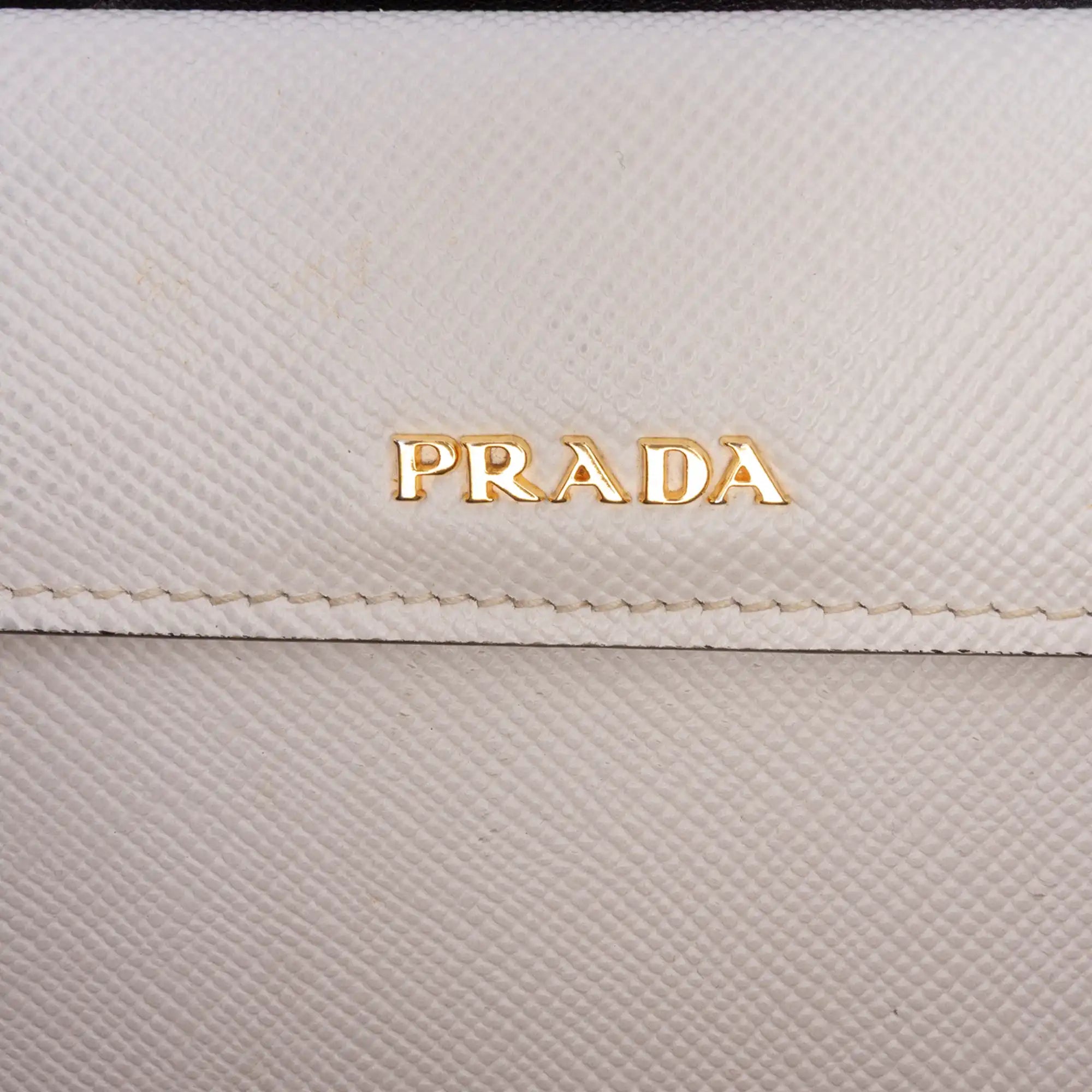 Prada Double Cuir Large White Saffiano