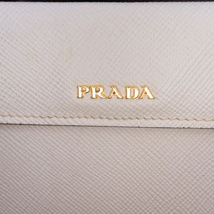 Prada Double Cuir Large White Saffiano
