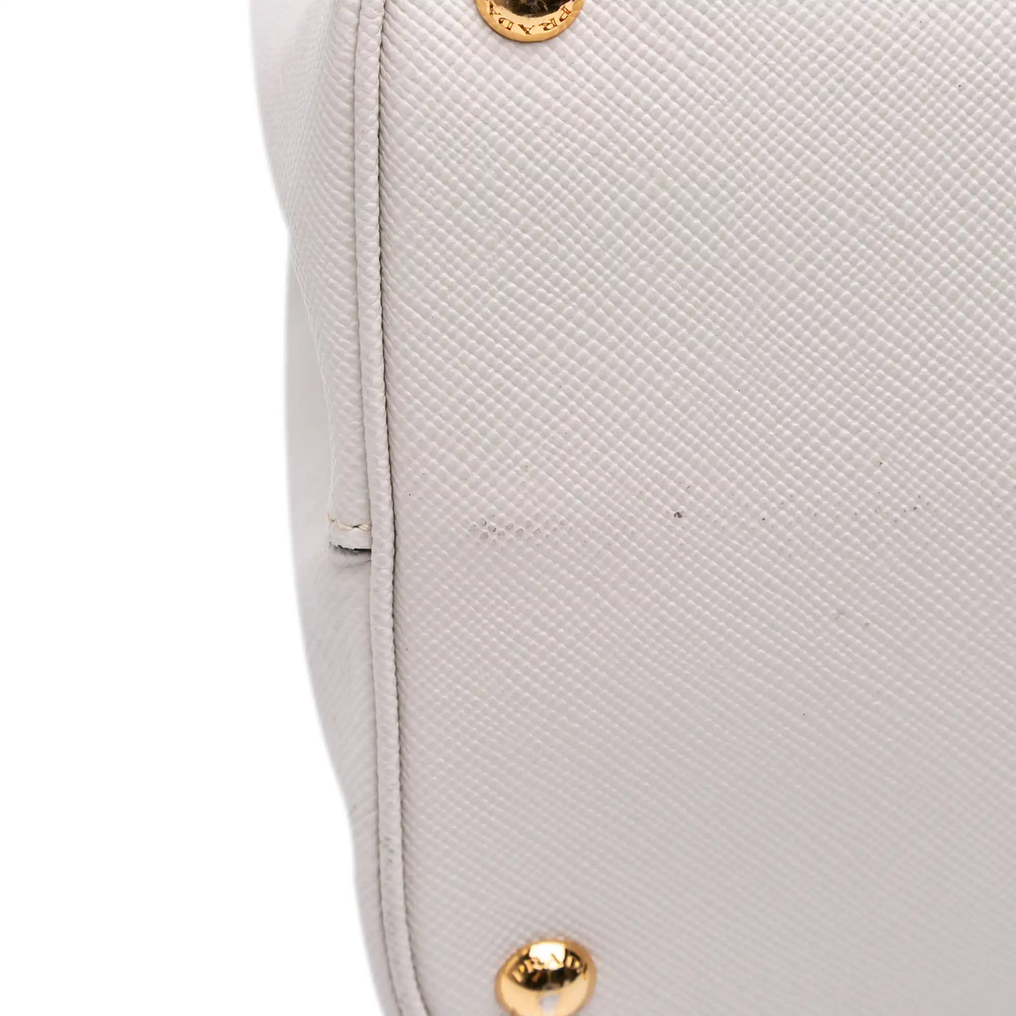Prada Double Cuir Large White Saffiano