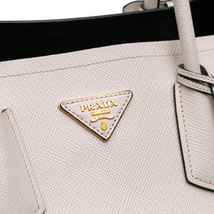 Prada Double Cuir Large White Saffiano