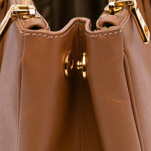 Prada Galleria Double Zip Large Brown Saffiano