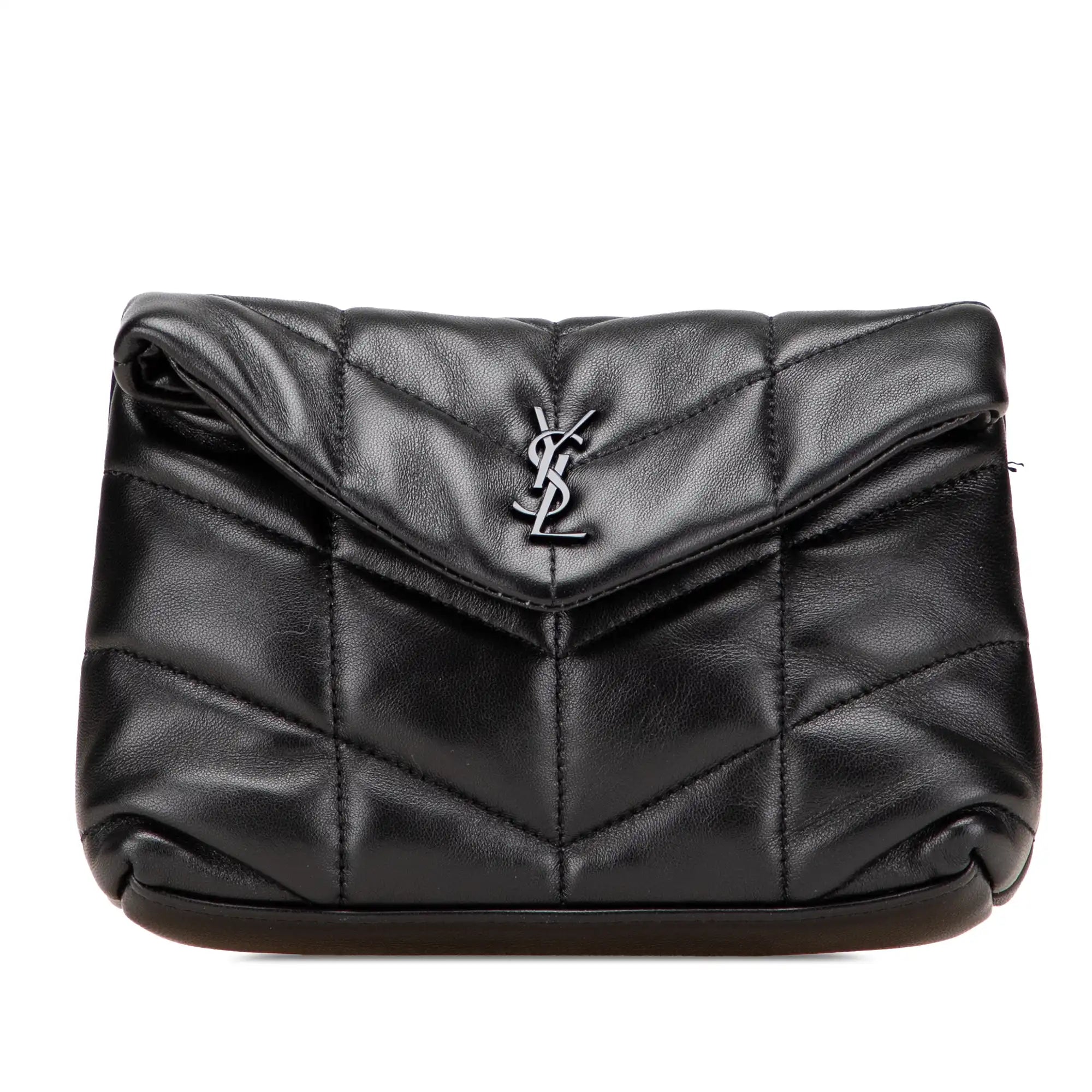 Yves Saint Laurent LouLou Puffer Clutch Small Black Lambskin