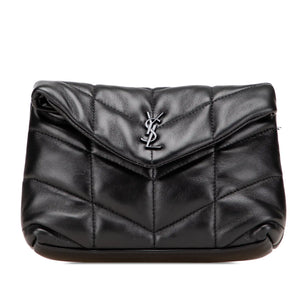 Yves Saint Laurent LouLou Puffer Clutch Small Black Lambskin