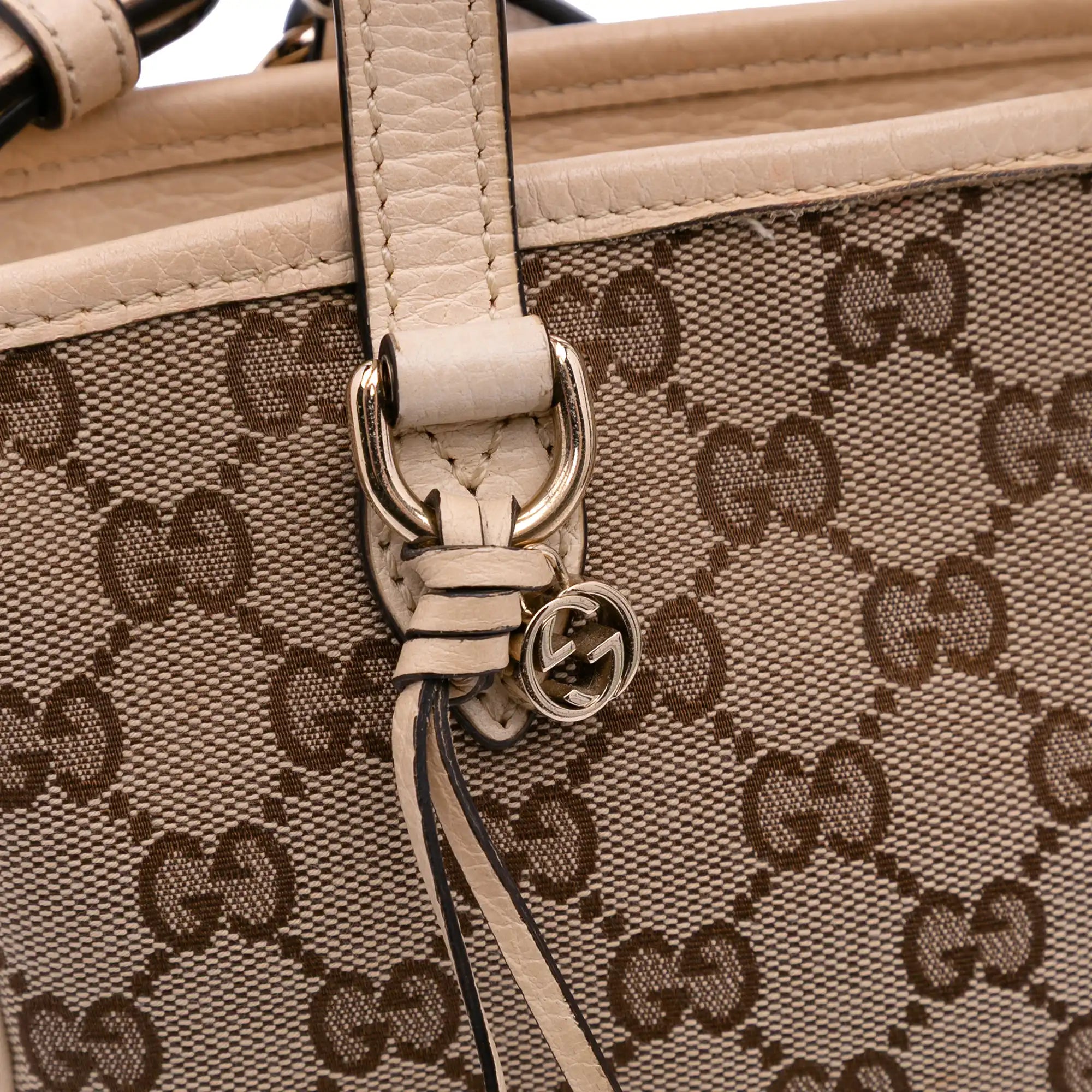 Gucci Bree Small GG Canvas Beige Leather