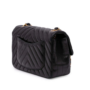 Chanel Classic Single Flap Mini Rectangular Black Chevron Lambskin Gold